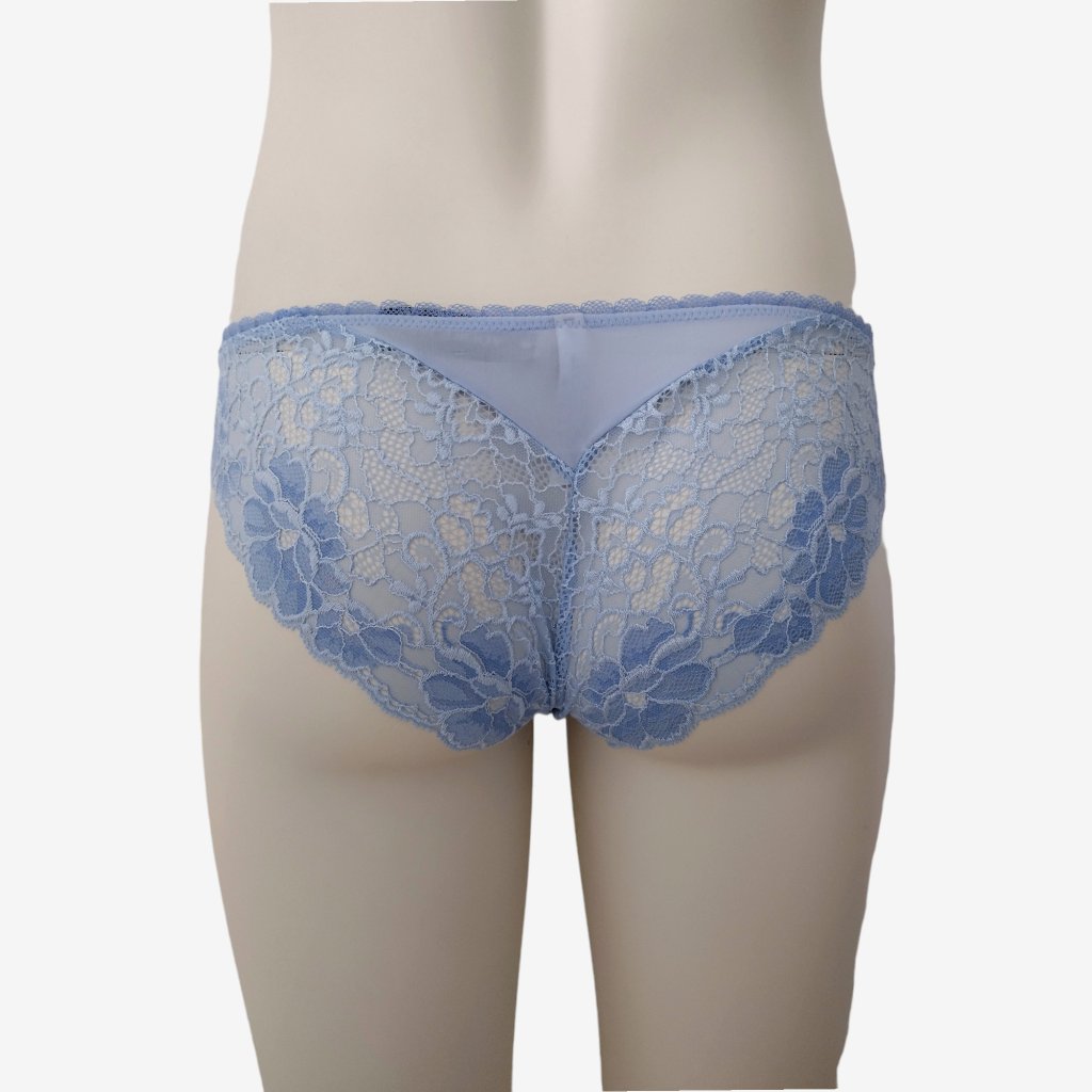 Adore Me Blue Sheer Matte Satin And Floral Lace Cheeky Panty Size S — image 6 of 8